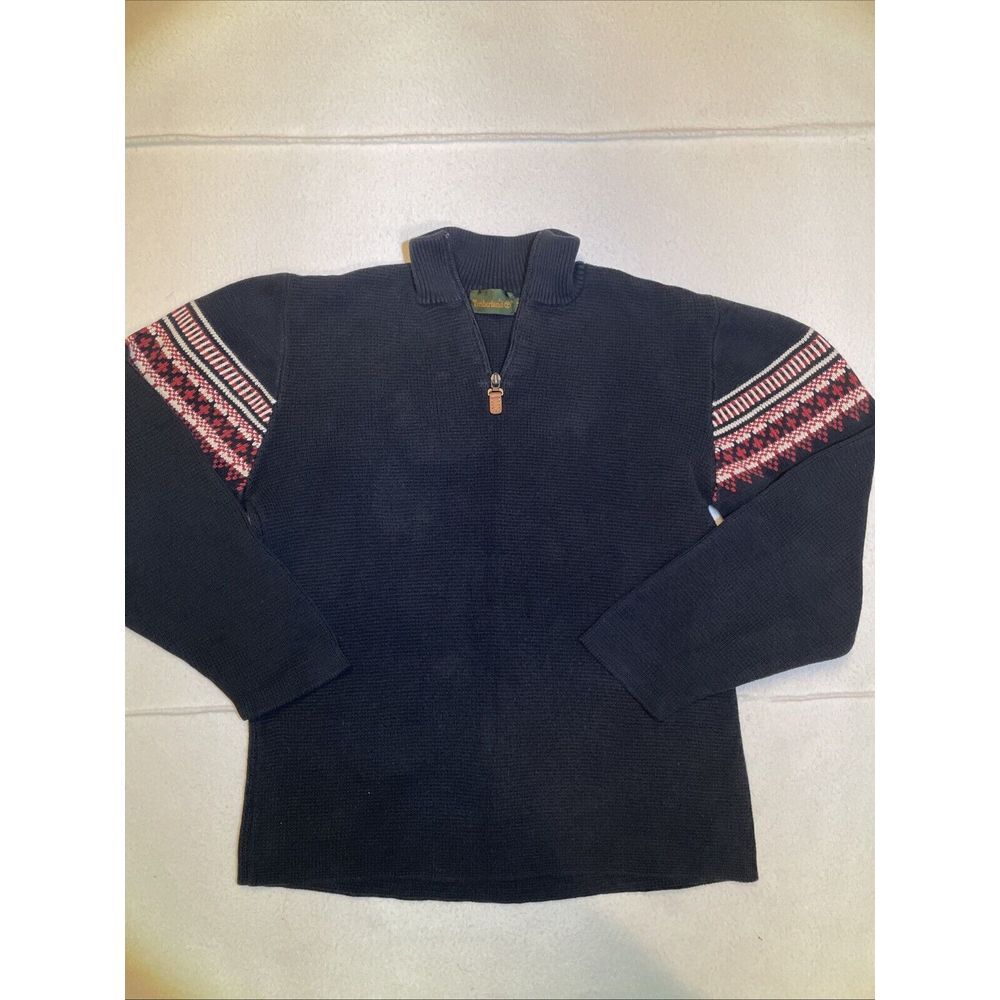Timberland Waffle Knit Sweater Jumper 1/4 Zip Mens Size M Casual Outdoor Retro
